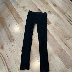 Hollister Black ripped super skinny jeans w25